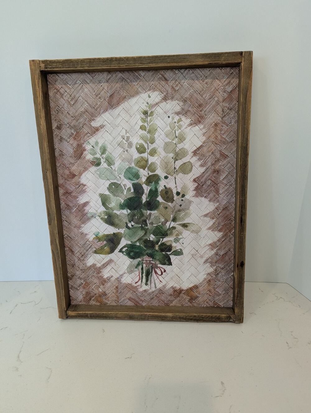 The Spring Shop Eucalyptus Print Rattan Picture Decor Farmhouse Boho Gallery